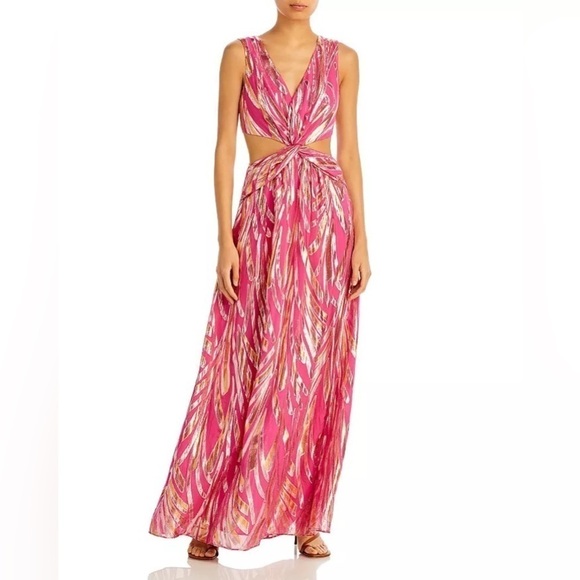 NWT Ramy Brook Irene Cutout Metallic Gown 16 - Picture 1 of 13